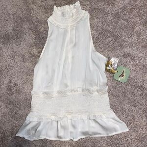 NWT Rye Grass White High Neck Blouse
